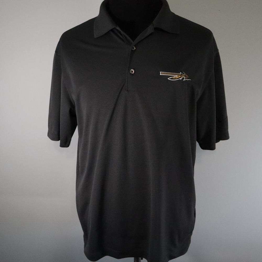 Nike Golf Polo Shirt Mens Medium Dri-Fit Dark Gray Short Sleeve Spear Logo